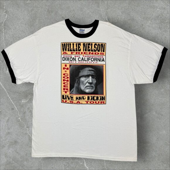 Gildan Other - Vintage Y2K Willie Nelson & Friends "Live and Kickin" USA Tour Ringer Tee - 2XL